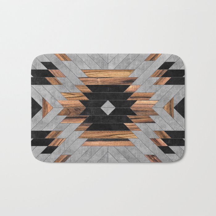Urban Tribal Pattern No.6 - Aztec - Concrete and Wood Bath Mat Gallery Image 1