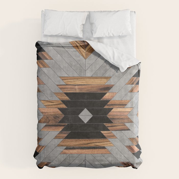 Urban Tribal Pattern No.6 - Aztec - Concrete and Wood Duvet Cover Gallery Image 1