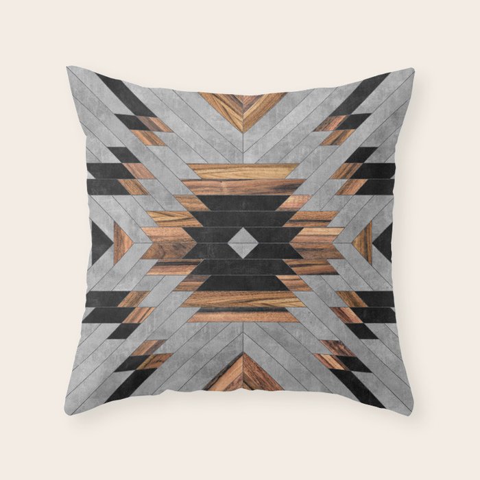 Urban Tribal Pattern No.6 - Aztec - Concrete and Wood Throw Pillow Gallery Image 6