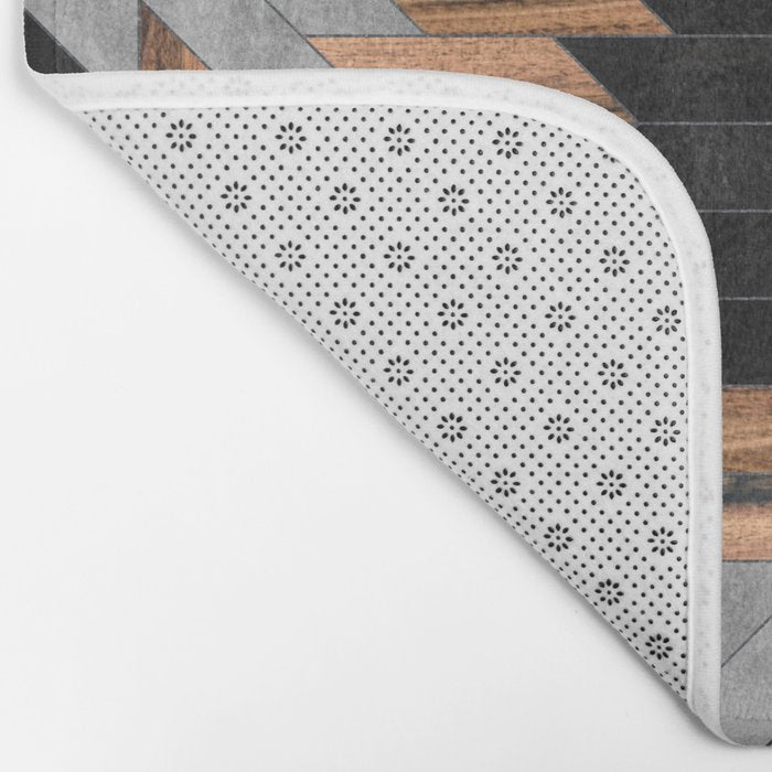 Urban Tribal Pattern No.6 - Aztec - Concrete and Wood Bath Mat Gallery Image 2