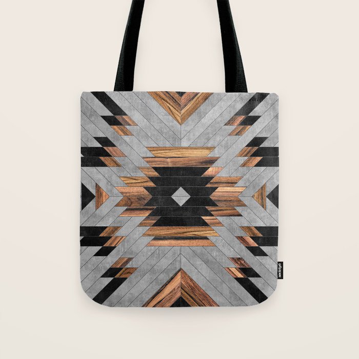 Urban Tribal Pattern No.6 - Aztec - Concrete and Wood Tote Bag Gallery Image 1