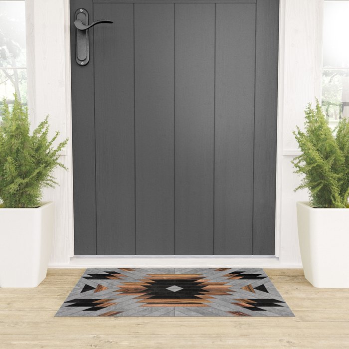 Urban Tribal Pattern No.6 - Aztec - Concrete and Wood Welcome Mat Gallery Image 3