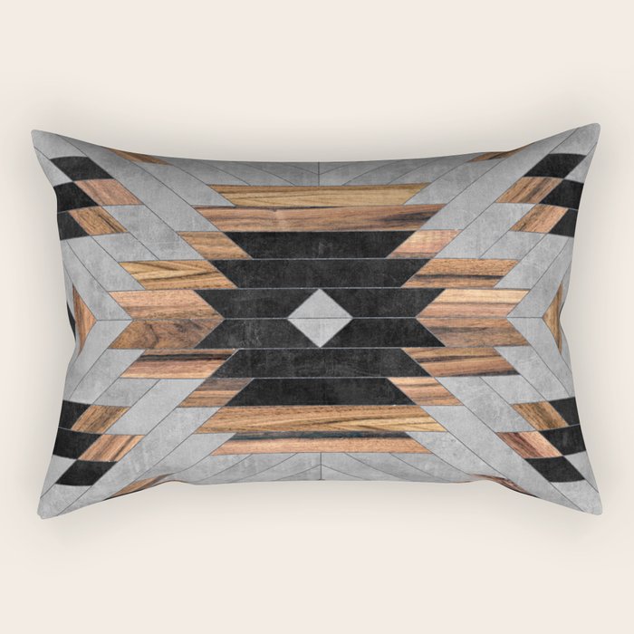 Urban Tribal Pattern No.6 - Aztec - Concrete and Wood Rectangular Pillow Gallery Image 1