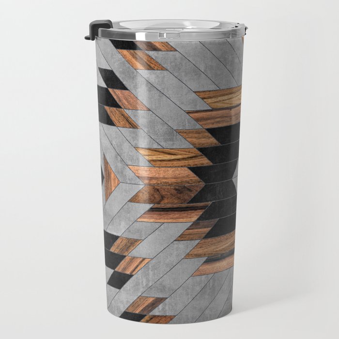Urban Tribal Pattern No.6 - Aztec - Concrete and Wood Travel Mug Gallery Image 3