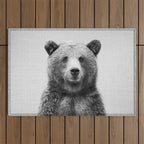 Grizzly Bear - Black & White Outdoor Rug Gallery Image 1