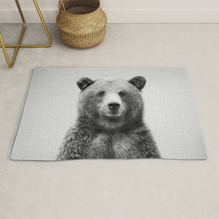 Grizzly Bear - Black & White Rug Gallery Image 1