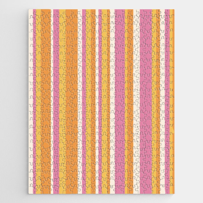 Classic Stripes XXV - Pink Orange Yellow Jigsaw Puzzle Gallery Image 1