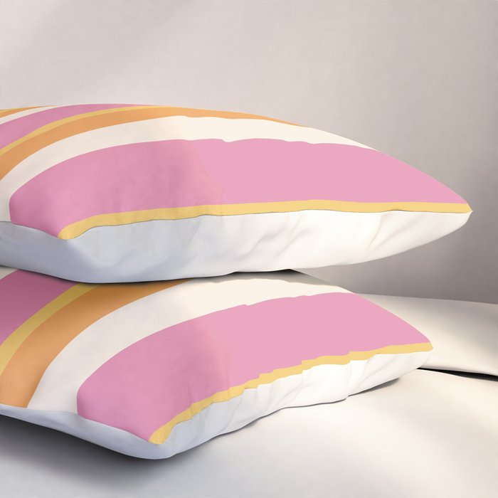 Classic Stripes XXV - Pink Orange Yellow Pillow Sham Gallery Image 3