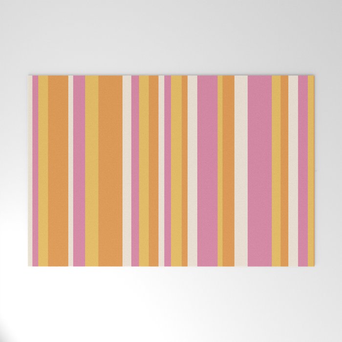 Classic Stripes XXV - Pink Orange Yellow Welcome Mat Gallery Image 1