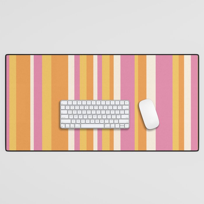 Classic Stripes XXV - Pink Orange Yellow Desk Mat Gallery Image 1