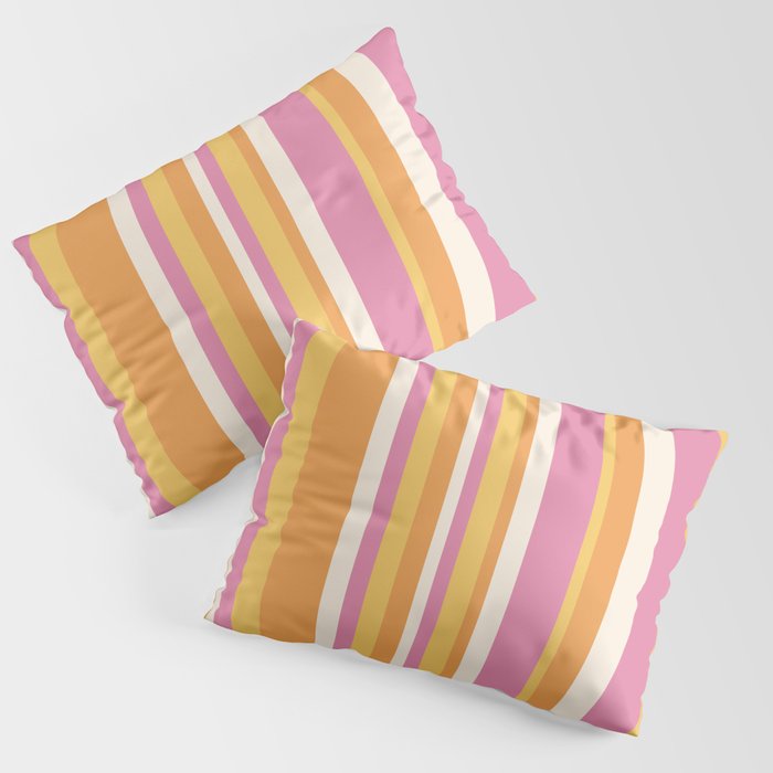 Classic Stripes XXV - Pink Orange Yellow Pillow Sham Gallery Image 1