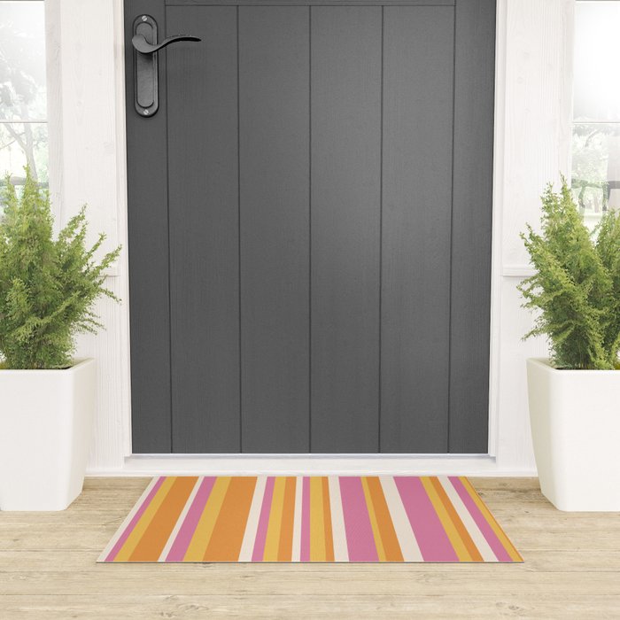 Classic Stripes XXV - Pink Orange Yellow Welcome Mat Gallery Image 3