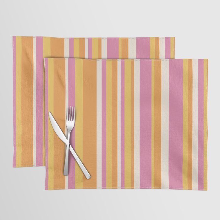 Classic Stripes XXV - Pink Orange Yellow Placemat Gallery Image 1