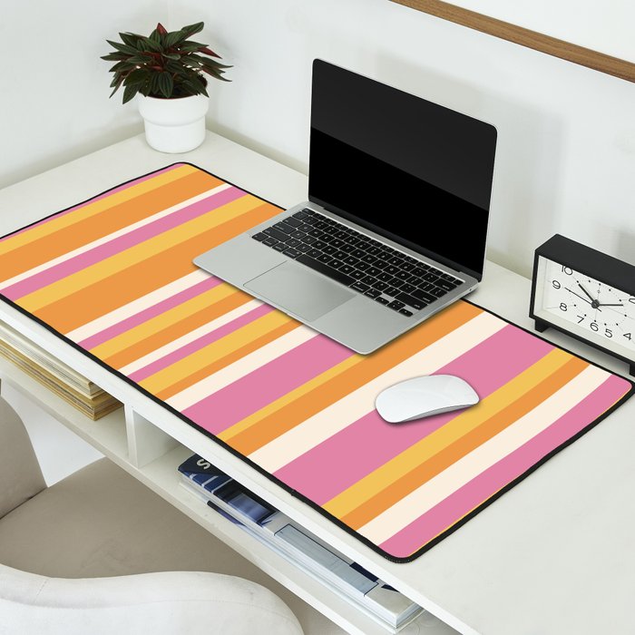 Classic Stripes XXV - Pink Orange Yellow Desk Mat Gallery Image 2