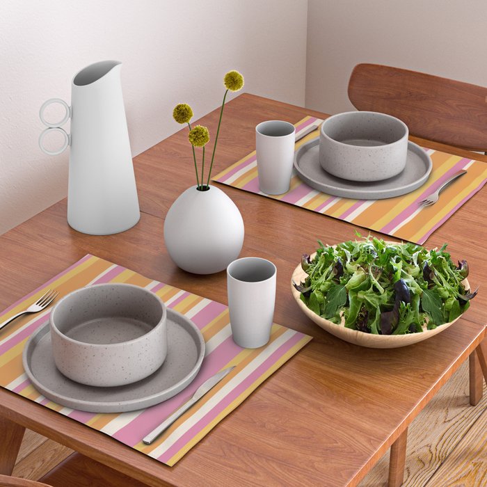 Classic Stripes XXV - Pink Orange Yellow Placemat Gallery Image 2