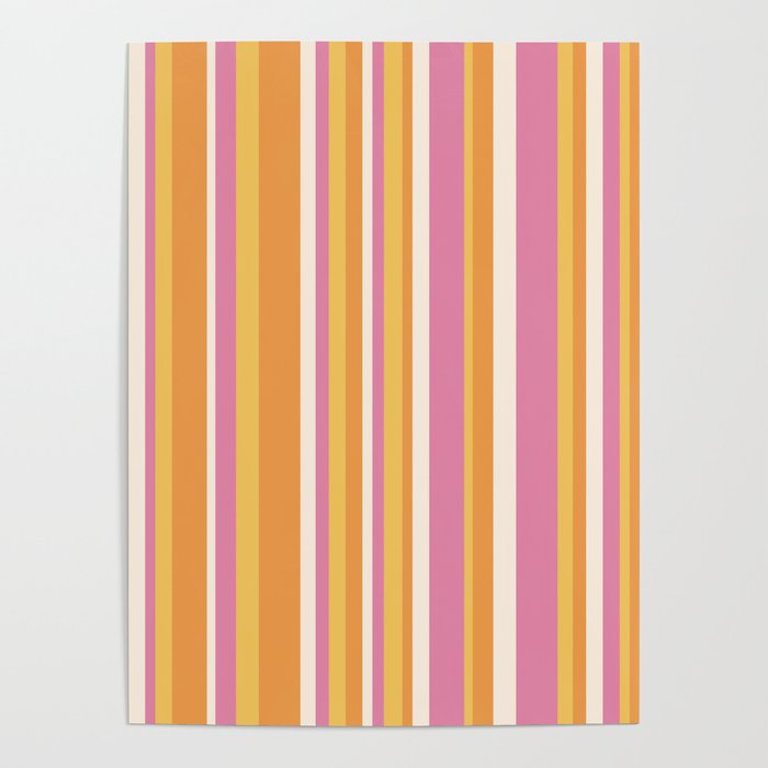 Classic Stripes XXV - Pink Orange Yellow Poster Gallery Image 1