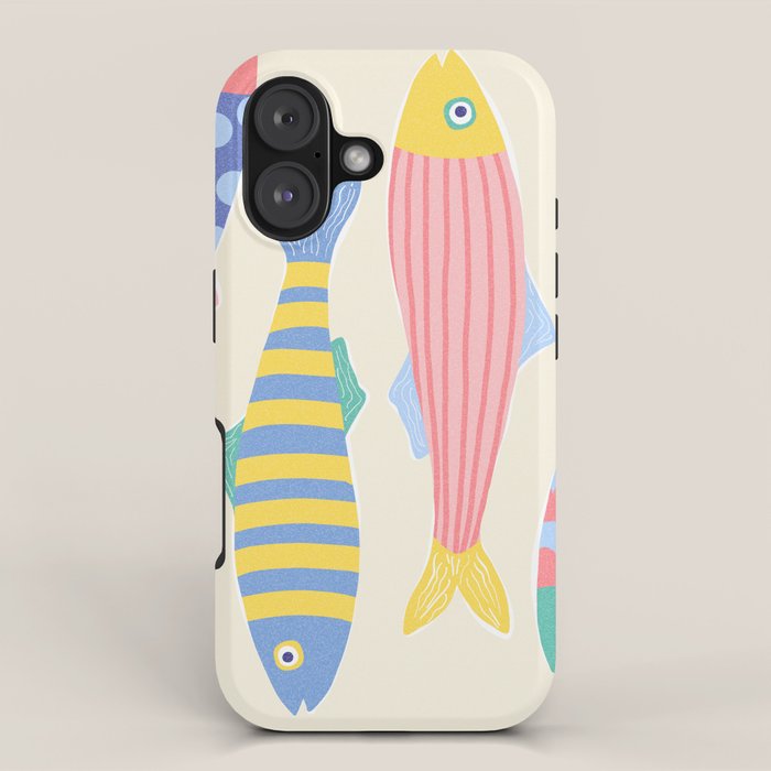  Catch of the Day - Playful Retro Sardine in fun stripes and dots iPhone Case Gallery Image 1
