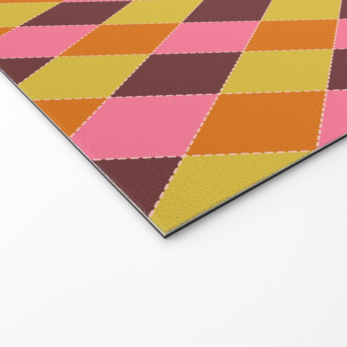 Retro Diamond Stitch Plaid - Burgundy Rust Welcome Mat Gallery Image 2