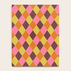 Retro Diamond Stitch Plaid - Burgundy Rust Notebook Gallery Image 4