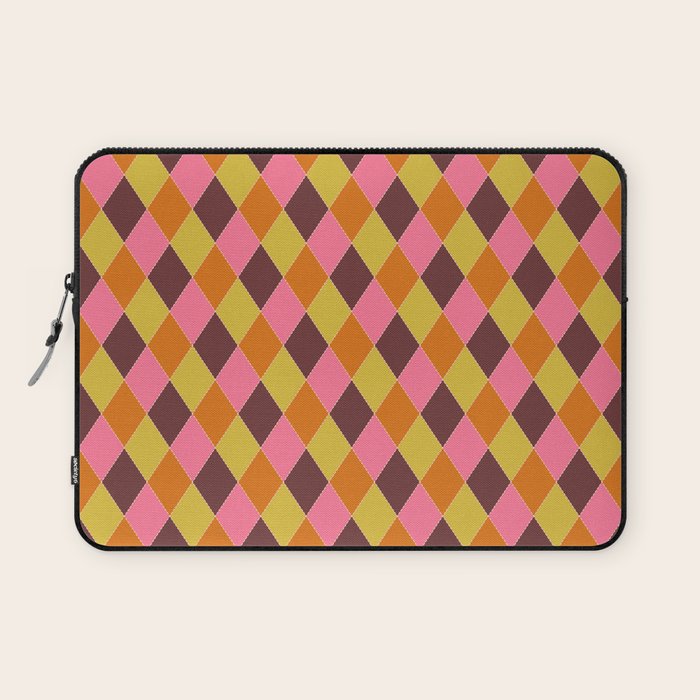 Retro Diamond Stitch Plaid - Burgundy Rust Laptop Sleeve Gallery Image 1