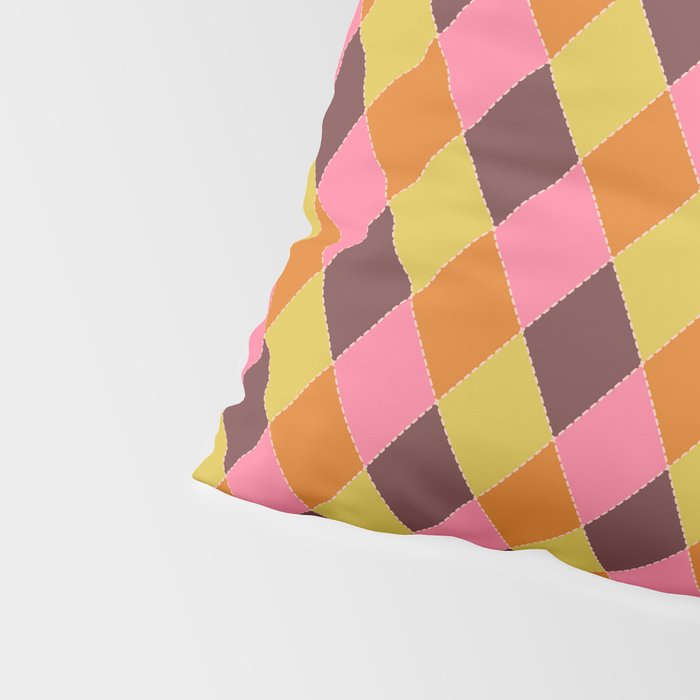 Retro Diamond Stitch Plaid - Burgundy Rust Pillow Sham Gallery Image 4
