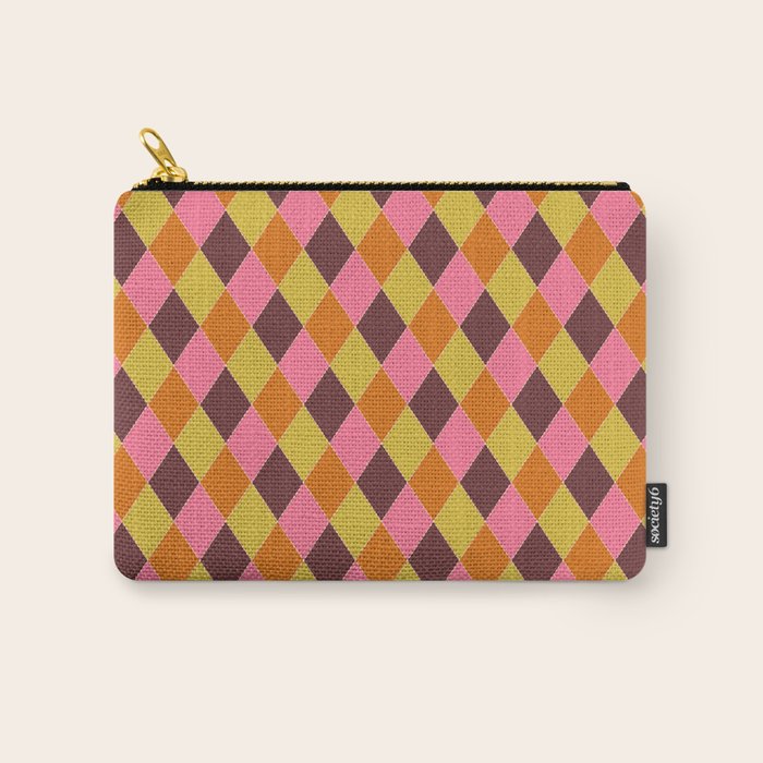 Retro Diamond Stitch Plaid - Burgundy Rust Carry All Pouch Gallery Image 1