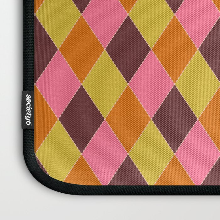 Retro Diamond Stitch Plaid - Burgundy Rust Laptop Sleeve Gallery Image 3