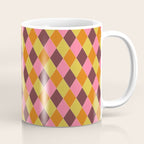 Retro Diamond Stitch Plaid - Burgundy Rust Coffee Mug Gallery Image 1