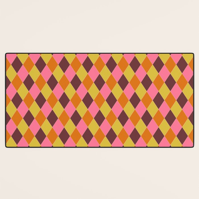 Retro Diamond Stitch Plaid - Burgundy Rust Desk Mat Gallery Image 3