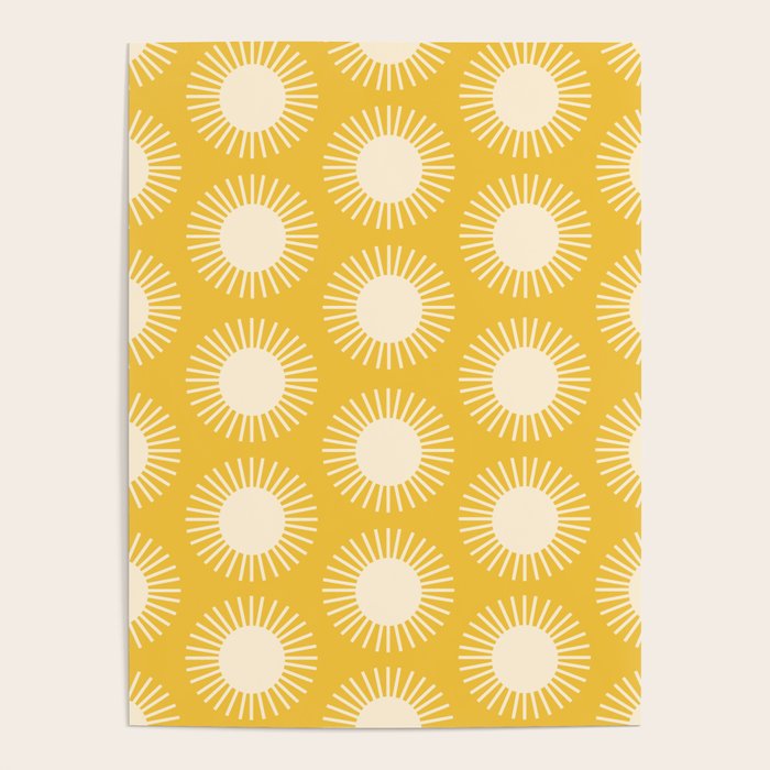 Boho Summer Sun Pattern IV Bright Yellow Poster Gallery Image 4