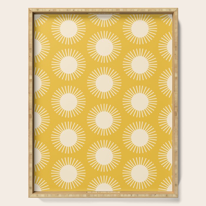 Boho Summer Sun Pattern IV Bright Yellow Serving Tray Gallery Image 1
