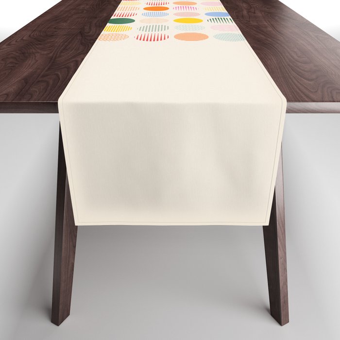 Retro Geometric Circles: Peach Bauhaus Edition Table Runner Gallery Image 1