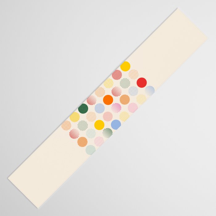 Retro Geometric Circles: Peach Bauhaus Edition Table Runner Gallery Image 3