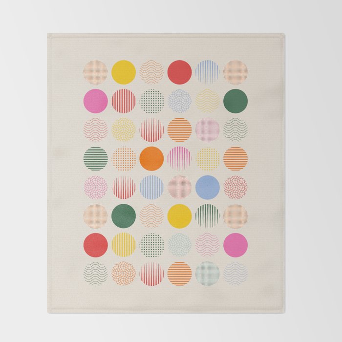 Retro Geometric Circles: Peach Bauhaus Edition Throw Blanket Gallery Image 2