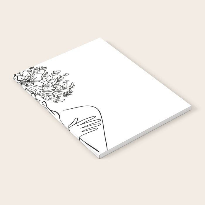 Woman With Flowers Minimal Line Art Notebook Gallery Image 2