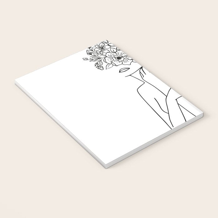 Woman With Flowers Minimal Line Art Notebook Gallery Image 3