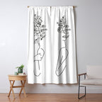 Woman With Flowers Minimal Line Art Window Curtain Gallery Image 5