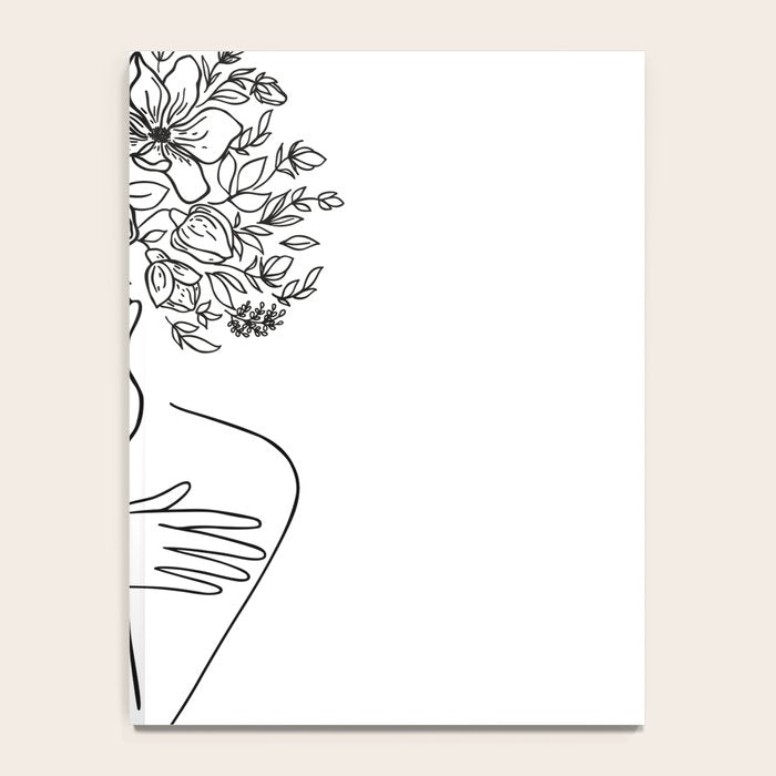 Woman With Flowers Minimal Line Art Notebook Gallery Image 4