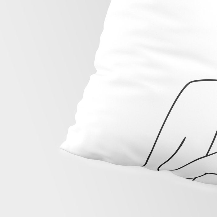 Woman With Flowers Minimal Line Art Pillow Sham Gallery Image 4
