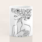 Woman With Flowers Minimal Line Art Coffee Mug Gallery Image 4