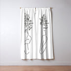 Woman With Flowers Minimal Line Art Window Curtain Gallery Image 3