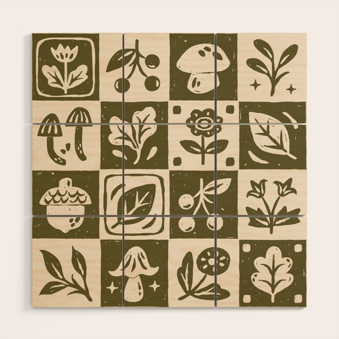 Patchwork Botanical Wood Wall Art