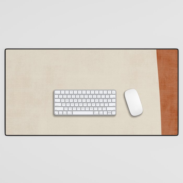 Terracotta Cream Minimalist Abstract Original Burnt Orange Art Desk Mat Gallery Image 1