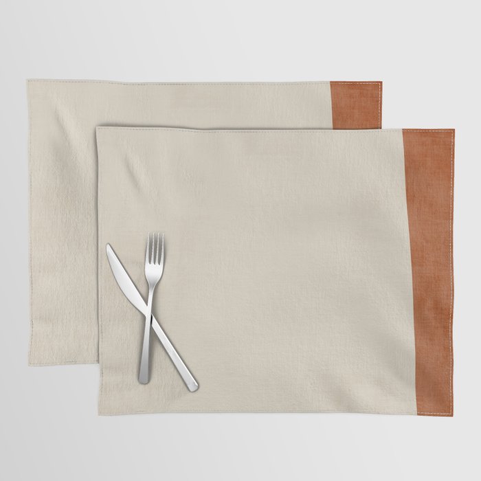 Terracotta Cream Minimalist Abstract Original Burnt Orange Art Placemat Gallery Image 1
