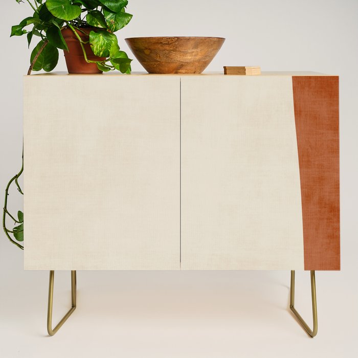 Terracotta Cream Minimalist Abstract Original Burnt Orange Art Credenza Gallery Image 1