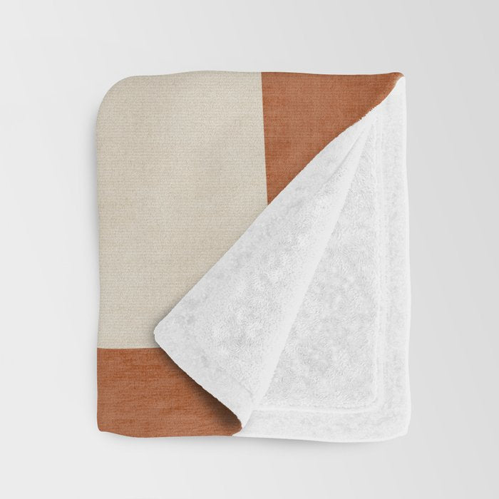 Terracotta Cream Minimalist Abstract Original Burnt Orange Art Throw Blanket Gallery Image 3