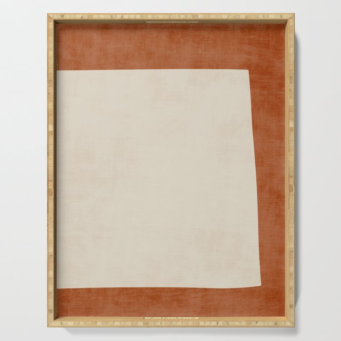 Terracotta Cream Minimalist Abstract Original Burnt Orange Art Serving Tray Gallery Image 1