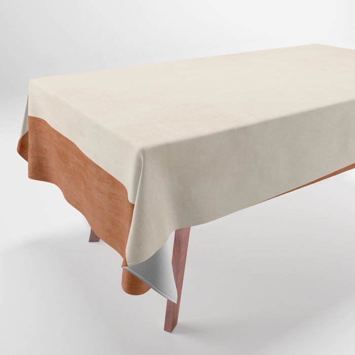 Terracotta Cream Minimalist Abstract Original Burnt Orange Art Tablecloth Gallery Image 1