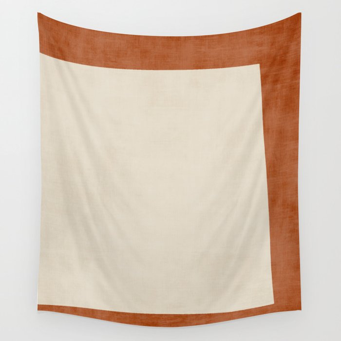 Terracotta Cream Minimalist Abstract Original Burnt Orange Art Wall Tapestry Gallery Image 4