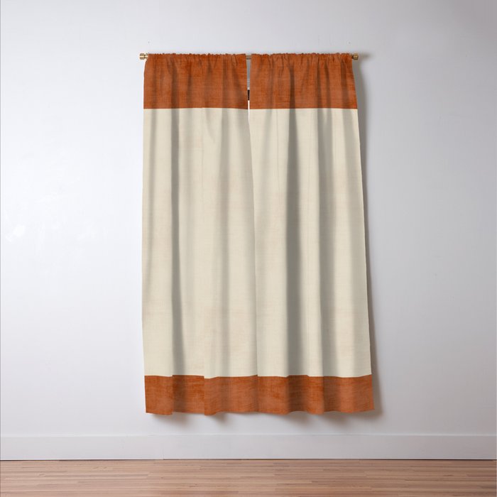 Terracotta Cream Minimalist Abstract Original Burnt Orange Art Window Curtain Gallery Image 3